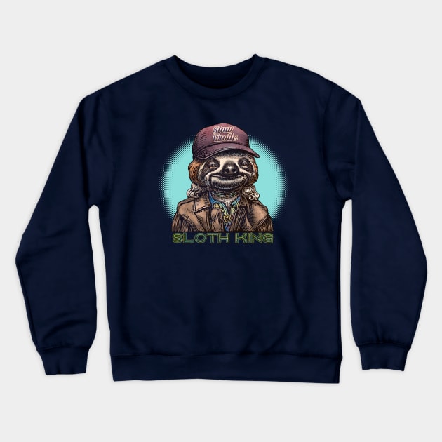 Sloth King Crewneck Sweatshirt by ChetArt